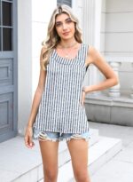 Womens Summer Tank Tops Square Neck Sleeveless Buttons Casual Dressy Tunics Basic Business Work T Shirts Blouses - Image 4