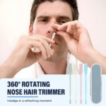 Nasal Hair Cutter, Double Sided Nose Hair Trimmer for Men Women, 360° Rotating Portable Manual Nose Hair Remover, Hairs Knife Noses with Ear Digger Travel Essentials (Beige, 3 PCS) - Image 3