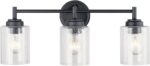 Kichler Winslow 21.5” Vanity Light in Black with Clear Seeded Glass, 3-Light Modern Bathroom Lighting Fixture, 45886BK - Image 3