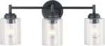 Kichler Winslow 21.5” Vanity Light in Black with Clear Seeded Glass, 3-Light Modern Bathroom Lighting Fixture, 45886BK - Image 5