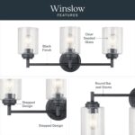 Kichler Winslow 21.5” Vanity Light in Black with Clear Seeded Glass, 3-Light Modern Bathroom Lighting Fixture, 45886BK - Image 6