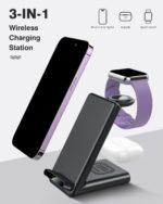 Wireless Charging Station,3 in 1 Charging Stand Made for Apple Watch Ultra 11 10 9 8 7 6 SE 5 4 3,Fast Wireless Charger Made for iPhone 17/Air/16/15/14/13/12,for AirPods Pro(with Adapter) (Black) - Image 4