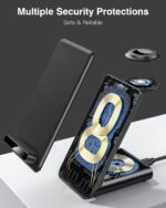 Wireless Charging Station,3 in 1 Charging Stand Made for Apple Watch Ultra 11 10 9 8 7 6 SE 5 4 3,Fast Wireless Charger Made for iPhone 17/Air/16/15/14/13/12,for AirPods Pro(with Adapter) (Black) - Image 6