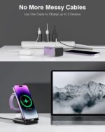 Wireless Charging Station,3 in 1 Charging Stand Made for Apple Watch Ultra 11 10 9 8 7 6 SE 5 4 3,Fast Wireless Charger Made for iPhone 17/Air/16/15/14/13/12,for AirPods Pro(with Adapter) (Black) - Image 9