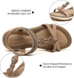 TETSUO Women Sandals Walking Flats Summer Beach Sandals Arch Support Casual Dressy Shoes for Women Elastic Ankle Strap Jeweled Bohemian Shoes - Image 6