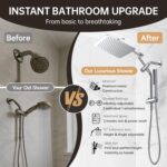 Veken All Metal 10" Shower Head with Handheld, Luxurious Square Double Rain Shower Heads,Power Wash Wand,Dual High Pressure Detachable Rainfall Showerhead with Spray Combo,Extension Arm,Chrome,Sliver - Image 5