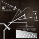 Veken All Metal 10" Shower Head with Handheld, Luxurious Square Double Rain Shower Heads,Power Wash Wand,Dual High Pressure Detachable Rainfall Showerhead with Spray Combo,Extension Arm,Chrome,Sliver - Image 7