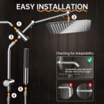 Veken All Metal 10" Shower Head with Handheld, Luxurious Square Double Rain Shower Heads,Power Wash Wand,Dual High Pressure Detachable Rainfall Showerhead with Spray Combo,Extension Arm,Chrome,Sliver - Image 9