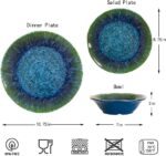 Melamine Dinnerware Set 12 PCS Teal Turquoise Tableware Plates Bowls Blue Green Dishwasher Safe Not Microware Not Oven - Image 3