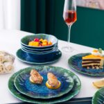 Melamine Dinnerware Set 12 PCS Teal Turquoise Tableware Plates Bowls Blue Green Dishwasher Safe Not Microware Not Oven - Image 8