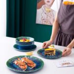 Melamine Dinnerware Set 12 PCS Teal Turquoise Tableware Plates Bowls Blue Green Dishwasher Safe Not Microware Not Oven - Image 9