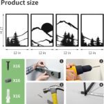 Art3d Black Metal Wall art, 4 Pieces Wall Decor for Living Room Bedroom Hallway Hotel, Natural Mountain Pattern Wall Art Style, Line Art Wall Décor - Image 7