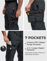 MOURCE Tactical Pants for Men Water Resistant Quick Dry BDU Cargo Pants with 7 Large Pockets Breathable Ripstop Work Hiking - Image 5