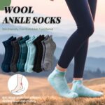 Merino Wool Ankle Hiking Socks For Men & Women No Show Running Athletic Support Thick Cushioned Breathable Socks 6 Pairs - Image 3