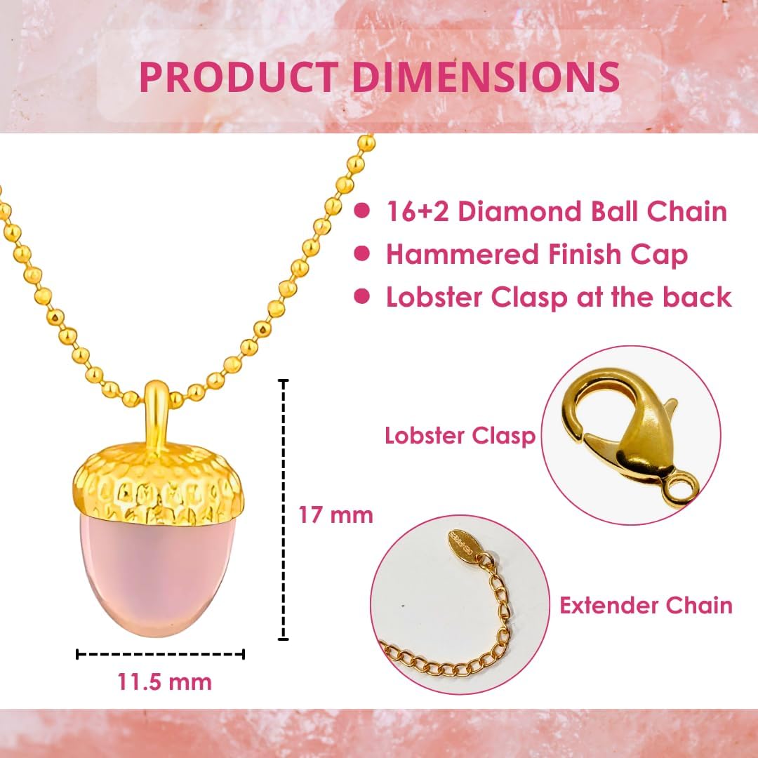 Gempires 14K Gold Plated Gemstone Acorn Pendant Vintage Oak-Inspired Necklace with Hammered Finish Cap and Elegant Satellite Chain Unique Jewelry Gifts - Image 6