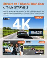Vantrue N4 Pro S 4K 3 Channel Dash Cam w/Triple STARVIS 2, 4K+1080P+2.5K Front Inside Rear Dash Camera, 4+2.5K Dual Channel, HDR IR Night Vision, Voice Control, Parking Mode, GPS, Wi-Fi, Support 1TB - Image 3