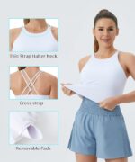 THE GYM PEOPLE Women's Cross Back Sports Bra Halter Neck Workout Crop Tank Tops with Removable Pads - Image 6
