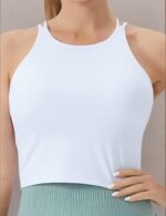 THE GYM PEOPLE Women's Cross Back Sports Bra Halter Neck Workout Crop Tank Tops with Removable Pads - Image 8