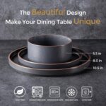 LERATIO Ceramic Dinnerware Sets of 4, High Edge Stoneware Plates and Bowls Set, Chip and Crack Resistant | Oven & Dishwasher & Microwave Safe Dishes Set, Service for 4 -Ashen - Image 3