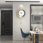FLEBLE Modern Wall Clock with Pendulum Silent Decorative Wall Clock Battery Operated Gold Unique Large Clock for Living Room,Kitchen,Bedroom Home Decor Gift Idea,13x22.8 inches - Image 3