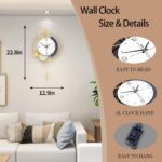 FLEBLE Modern Wall Clock with Pendulum Silent Decorative Wall Clock Battery Operated Gold Unique Large Clock for Living Room,Kitchen,Bedroom Home Decor Gift Idea,13x22.8 inches - Image 5