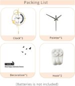 FLEBLE Modern Wall Clock with Pendulum Silent Decorative Wall Clock Battery Operated Gold Unique Large Clock for Living Room,Kitchen,Bedroom Home Decor Gift Idea,13x22.8 inches - Image 8
