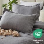 CozyLux Queen Comforter Set - 3 Pieces Grey Soft Luxury Cationic Dyeing Queen Comforter for All Season, Gray Breathable Lightweight Fluffy Bedding Sets with 1 Comforter and 2 Pillow Shams - Image 6