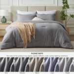 CozyLux Queen Comforter Set - 3 Pieces Grey Soft Luxury Cationic Dyeing Queen Comforter for All Season, Gray Breathable Lightweight Fluffy Bedding Sets with 1 Comforter and 2 Pillow Shams - Image 7