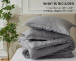 CozyLux Queen Comforter Set - 3 Pieces Grey Soft Luxury Cationic Dyeing Queen Comforter for All Season, Gray Breathable Lightweight Fluffy Bedding Sets with 1 Comforter and 2 Pillow Shams - Image 8