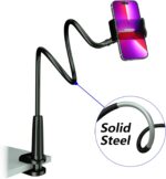 MAGIPEA Cell Phone Clip Bed Stand Holder, with Grip Flexible Long Arm Gooseneck Bracket Mount Clamp for Desk, Compatible with iPhone 17/16 Pro Max, 15, 14 or Other 3.5-7" Devices (Black) - Image 3