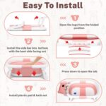 AVIDOR Baby Bathtub,Collapsible Bathtub for Newborn to Toddler,Durable Essential Infant Bath Tub,Portable Travel Baby Tub with Soft Cushion,No-Slip Hanging and Detachable(Pink) - Image 6