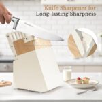 Knife Set,Astercook Kitchen Knife Set with Block 14-Piece Full Tang Stainless Steel Knives with Sharpener Dishwasher Safe and Anti-Slip Ergonomic Handle Elegant Cream White Utensils Set - Image 8