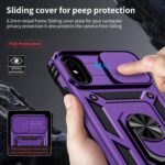 Vinve for iPhone X Case/iPhone Xs Case, Slide Lens Cover, HD Screen Protector, Military Grade Drop Protection, Magnetic Rotated Ring Holder Kickstand Protective Phone Case (Deep Purple) - Image 3