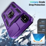 Vinve for iPhone X Case/iPhone Xs Case, Slide Lens Cover, HD Screen Protector, Military Grade Drop Protection, Magnetic Rotated Ring Holder Kickstand Protective Phone Case (Deep Purple) - Image 5
