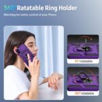 Vinve for iPhone X Case/iPhone Xs Case, Slide Lens Cover, HD Screen Protector, Military Grade Drop Protection, Magnetic Rotated Ring Holder Kickstand Protective Phone Case (Deep Purple) - Image 7