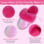 MEJORMEN Girls Fluffy Sequin Slippers Mermaid Plush Toddler Kid Slippers Faux Fur Slip-on Shoes Anti-Skid Memory Foam House Slipper - Image 4