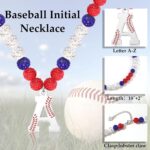 Baseball Necklaces Initial Necklace Baseball Coach Gifts Beaded Adjustable Letter A-Z Bling Baseball Necklace Rhinestone Baseball Accessories Stocking Stuffers for Teens Christmas Jewelry - Image 8