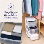 HOMZ Drawer Tower, 3-Tier Rolling Storage Cart with Removable Wheels, White Frame – Plastic Organizer with Clear Bin Drawers for Bedroom, Bathroom, Home Office, and Dorm Room - Image 9