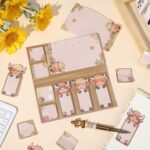 9 Pieces Lovely Highland Cow Sticky Notes,with 1 Pieces Beadable Pens,for Birthday Christmas Gift School Office Party Favors (Sticky Notes with Pen(White)) - Image 9