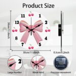CHGCRAFT Bow Wall Clock 12 Inch Cherry Clock Battery Operated Silent Non Ticking Round Decorative Clocks for Home Office Decoration - Image 3