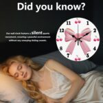 CHGCRAFT Bow Wall Clock 12 Inch Cherry Clock Battery Operated Silent Non Ticking Round Decorative Clocks for Home Office Decoration - Image 5