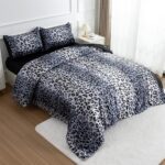 A Nice Night Leopard Printed，Silver Grey Satin Silky Soft Quilt Sexy Luxury Super Soft Microfiber Comforter Quilt Bedding Comforter Set Full/Queen, Light Weighted (Silver, Queen(88-by-88-inches)) - Image 4