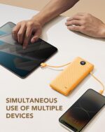 VRURC Portable Charger Built-in Cables and AC Wall Plug, USB C Power Bank 10000mAh, Travel Battery Phone Charger Compact Lightweight External Battery Pack for Smart Phones, Tablets etc-Orange - Image 7