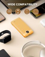 VRURC Portable Charger Built-in Cables and AC Wall Plug, USB C Power Bank 10000mAh, Travel Battery Phone Charger Compact Lightweight External Battery Pack for Smart Phones, Tablets etc-Orange - Image 8