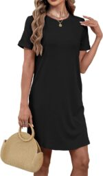 Bluetime Womens T Shirt Dresses Casual 2026 Summer Short Sleeve Loose Vacation Dress with Pockets - Image 3