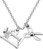 MYOSPARK Sewing Machine Necklace With Message Card Scissors Charm Jewelry Sewing Gift for Quilter Seamstress (Sewing Scissors NL) - Image 3