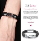 To My Son Braided Leather Bracelet Love You Forever Magnetic Closure Personalized Bracelets,Men's Stainless Braided Leather Bracelet Bangle Wristband Graduation Birthday Gift - Image 4