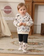 Jecson Toddler Baby Girl Clothes: Soft Fleece & Thermal Outfits Set Animal Pattern Hoodie & Pants Cute Winter Home Out 6M-4Y - Image 3