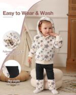 Jecson Toddler Baby Girl Clothes: Soft Fleece & Thermal Outfits Set Animal Pattern Hoodie & Pants Cute Winter Home Out 6M-4Y - Image 4