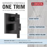 Delta Modern 14 Series Square Rain Shower System Faucet Set, Rainfall Matte Black Shower Head and Handle Set, Valve Trim Kit, 10 Inch, Matte Black 342701-BL - Image 5
